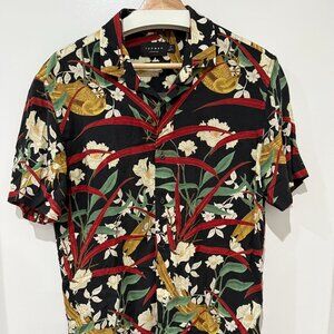 Topman Floral Print Button Down Shirt